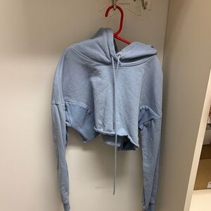 Sky Blue Cropped Hoodie for Women